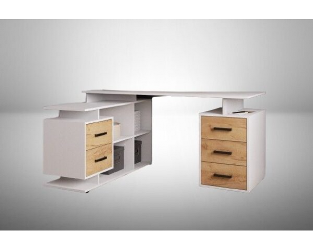 Стол письменный Индиго белый / дуб крафт золотой