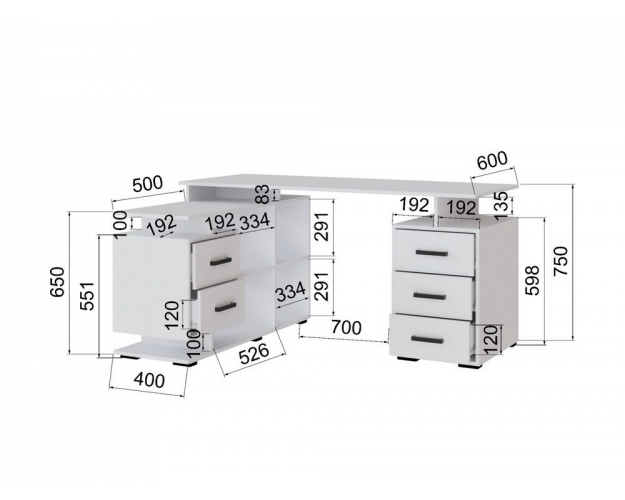 Стол письменный Индиго белый / дуб крафт золотой