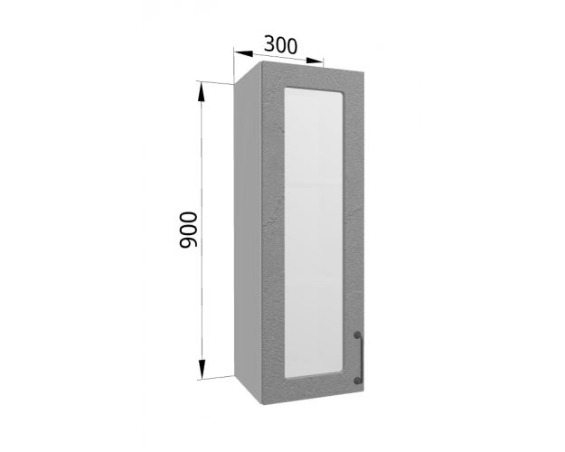 Лофт ВПС 300 шкаф верхний со стеклом высокий (Штукатурка серая/корпус Серый) в Новосибирске