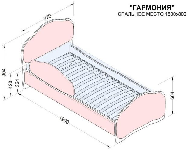 Кровать 180 Гармония 58 Молочный (мягкий бортик)