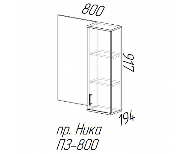 Полка с зеркалом Ника ПЗ 800 ясень шимо светлый / ясень шимо темный