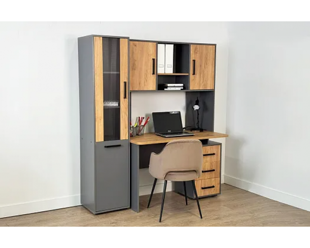 Надстройка компьютерного стола 1200 Лайт-2 графит / дуб крафт золотой