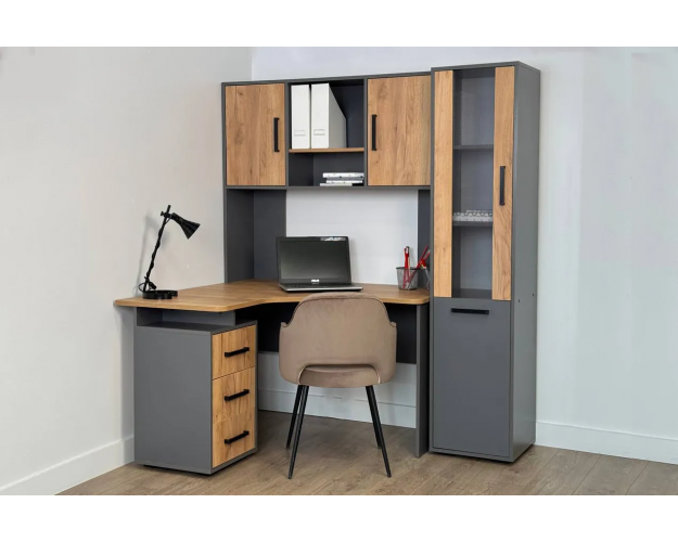 Стеллаж Лайт-2 графит / дуб крафт золотой