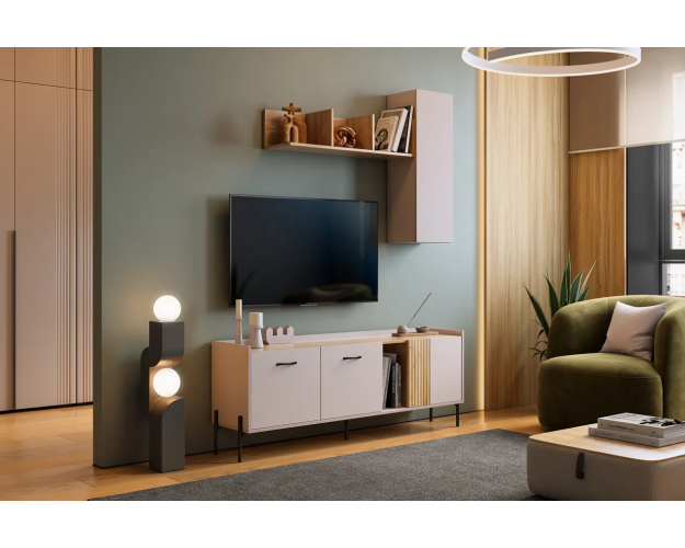 Модульная гостиная Доминика К1 кашемир / дуб крафт золотой