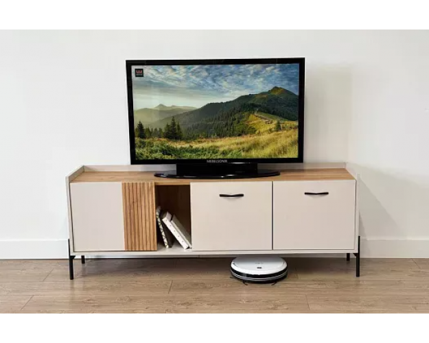 Тумба Доминика 2 кашемир / дуб крафт золотой