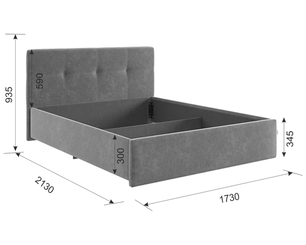 Кровать с подъемным механизмом Веста 1600 графит (велюр)