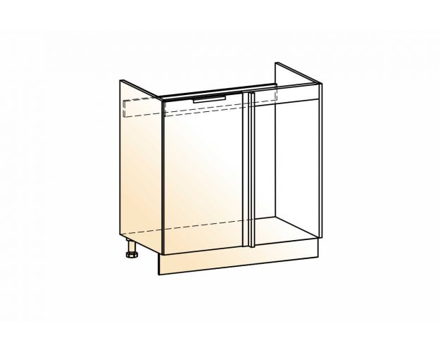 Стоун Шкаф рабочий под мойку угл. L800 (1 дв. гл.) (белый/палисандр)