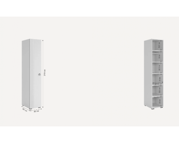 Шкаф однодверный 100.01 Ева белое дерево / белый матовый	