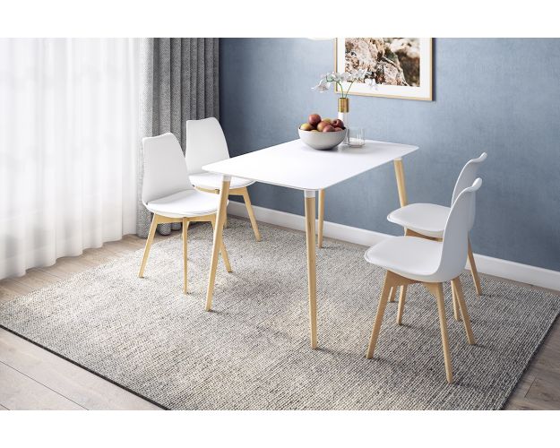 Стол обеденный Сканди 1 белый / светлый лак